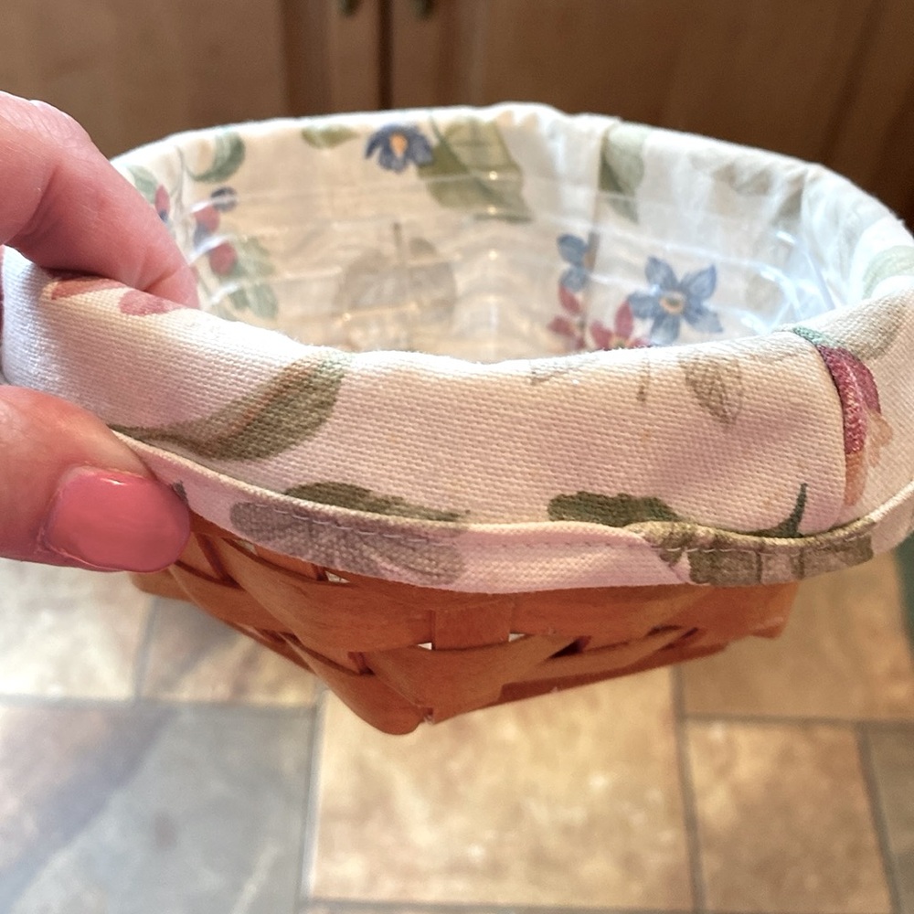 2 small Longaberger baskets - hexagon and Horizon of Hope 1999 w/tie-on